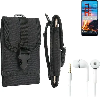 Produktbild von K-S-Trade Holster Schutz Hülle kompatibel mit ZTE Blade V2020 Gürteltasche Handy Hülle Tasche outdoor Seitentasche schwarz 1x + Kopfhörer