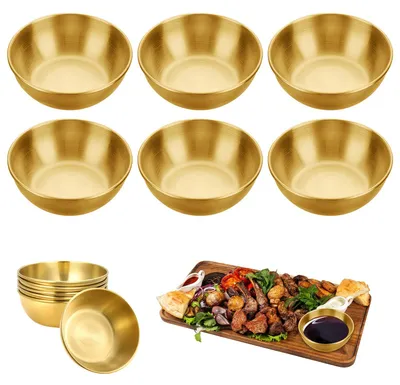6 goldene Edelstahl-Dipschalen, rund, 8 cm, für Saucen & Snacks