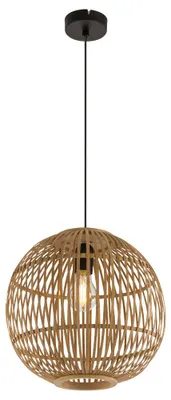 Produktbild von LED Hängelampe, Bambus-Geflecht Kugel, Natur, H 150 cm