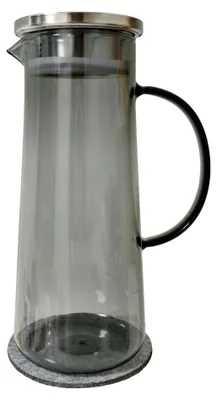 Glaskanne 1,5 l mit Deckel, schwarz, für Heiß- und Kaltgetränke