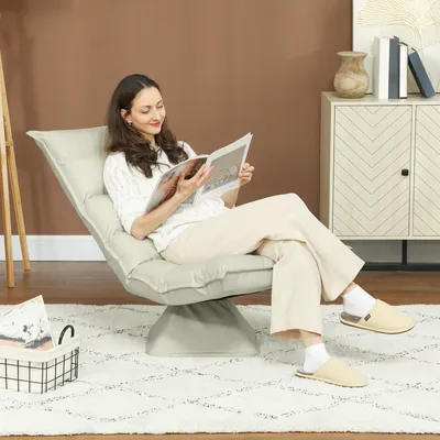 Produktbild von Drehsessel 360° mit 5-fach verstellbarer Rückenlehne, Mikrofaser, 62x70x95 cm, Beige