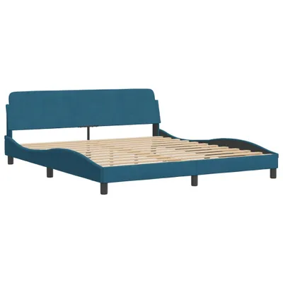 Produktbild von Bettgestell mit Kopfteil "Dover" Blau 180x200 cm Samt