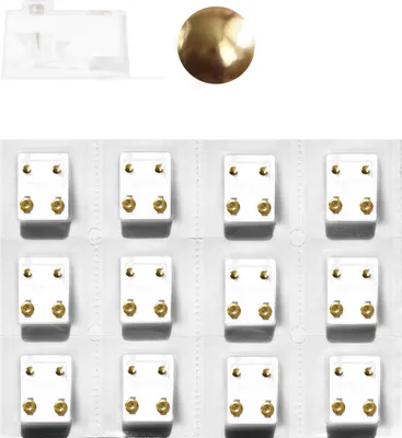 Produktbild von Erstohrstecker Set Chirurgenstahl vergoldet - 12 Paar Sterile Ohrstecker Knopfform 4mm