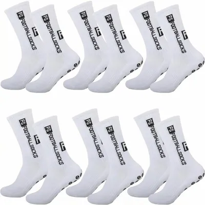 Produktbild von Rutschfeste Socken Herren - 6 Paar Fußballsocken - Atmungsaktiv - Rutschfest für Laufen/Basketball - Bequem und Langlebig - Hochwertiges Material - Sportsocken