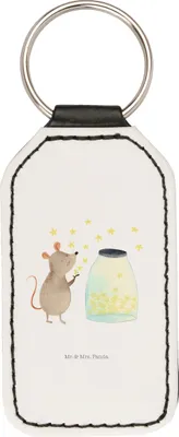 Produktbild von Mr. & Mrs. Panda schlüssel anhänger Maus Sterne - Weiß - Geschenk, Kindergeburtstag, Geburtstag, Träume, für, Lustige Sprüche, Taschenanhänger, schlüsselbund, Geburt