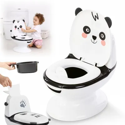 Zdjęcie produktu dla Primabobo PANDA nocnik interaktywny ze spłuczką i wkładem, biało-czarny