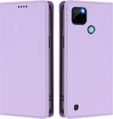 Immagine prodotto di Custodia in pelle per Realme C21Y, custodia magnetica in Finto cuoio con supporto viola chiaro