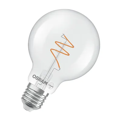 Immagine prodotto di OSRAM Vintage 1906 Globe è una lampada LED dimmerabile di colore bianco caldo, dalla classica forma a sfera con filamento a spirale. Offre 4,6 W per 470 lm, attacco E27, vetro trasparente, diametro 80 mm.