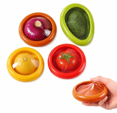 4er-Set Silikon-Aufbewahrungsboxen für Obst und Gemüse, wiederverwendbar
