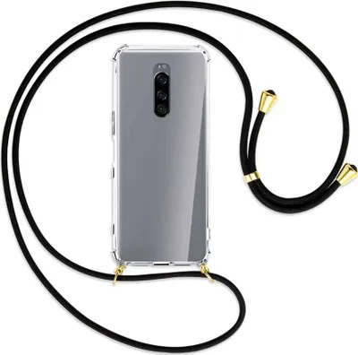 Produktbild von Handykette Backcover-Schutzhülle mit Band (Metall goldfarben) für Sony Xperia 1 - schwarz