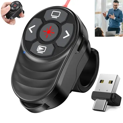 Produktbild von Ring-förmiger kabelloser Presenter,USB Type-C,für Notebooks geeignet,Fernbedienung mit Laserpointer,Präsentationsfernbedienung für Klassenzimmer&Büro