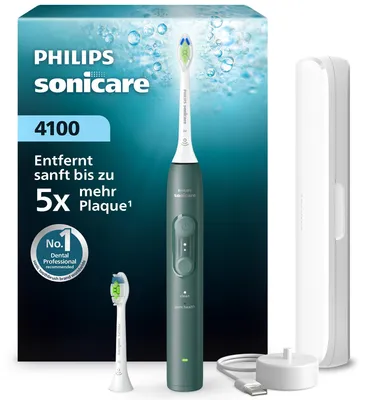 Produktbild von Philips 4100 series 4100 HX4042/46 Wiederaufladbare Zahnbürste, Erwachsener, Schallzahnbürste, Zahnfleischpflege, 31000 Bewegungen pro Minute, Grün, 2 min, 4 x 30 sec