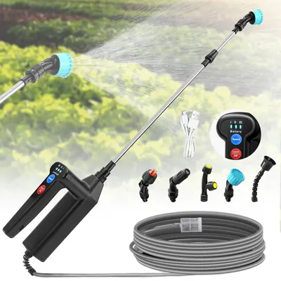 Produktbild von Elektrischer Drucksprüher Kabelloser Erweiterbar Pflanzensprüher Gartensprüher Sprühlanze mit 4 Verstellbare Düsen, 3 Gang und 5m Schlauch
