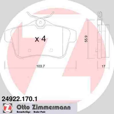 Obrázok produktu pre ZIMMERMANN Sada brzdových doštičiek, kotúčová brzda Artikel: 24922.170.1