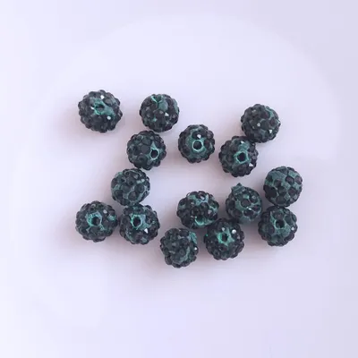 Obrázek produktu pro Shamballa Perlen, glitzer, 10 mm, 10 Stück, Grün dunkel