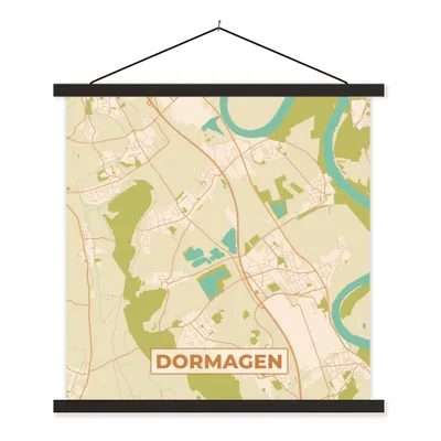 Produktbild von MuchoWow® Textilposter Dormagen - Karte - Vintage - Stadtplan 120x120 cm mit schwarzem Rahmen - Aufhängungsset