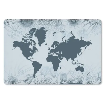 Produktbild von MuchoWow® Schreibtischunterlage Weltkarte - Retro - Blumen 60x40 cm - XXL Mauspad - Großes Mauspad