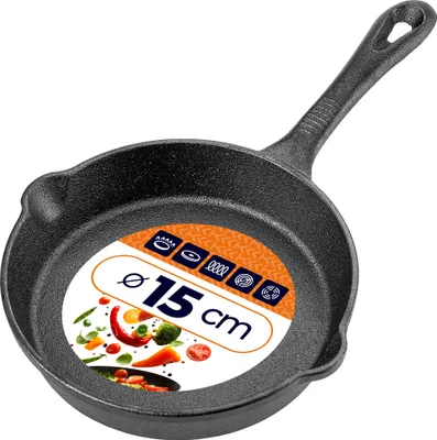 Produktbild von KADAX Gusseisenpfanne 15cm, Pfanne aus Gusseisen, induktionsgeeignet & backofenfest, Gusspfanne für Induktion, Grillpfanne, gusseiserne Bratpfanne, Steakpfanne
