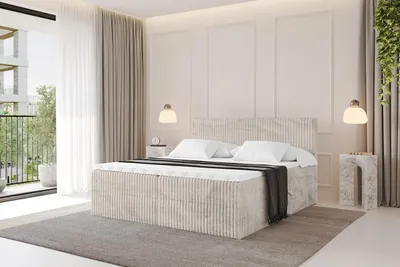 Produktbild von ALTDECOR Boxspringbett  - TOLO 160x200 Cord - Creme - Komplett-Set mit Taschenfederkern Matratze und Topper, Polsterbett mit H4-Matratze Bettkästen, Lattenrost, Bett mit Stauraum, Doppelbett, Boxbett