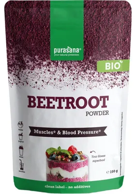 Immagine prodotto di Purasana succo di barbabietola in polvere 100g - superalimento vegano per frullati e frullati