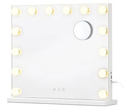 Produktbild von SONGMICS Hollywood Schminkspiegel mit Beleuchtung, 14 LEDs, Dimmbar – Größe 44L x 50B cm