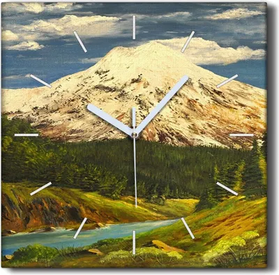 Produktbild von Coloray Hodiny Unikátní 30x30 cm  Tiché hodiny Pro obývací pokoj a kuchyň Nástěnné hodiny Plátno Černé ručičky hodin - Malování před mraky