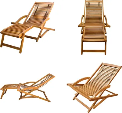 Produktbild von vidaXL Liegestuhl mit Fußablage Akazie Massivholz - Sonnenliege - Sonnenliegen - Gartenliege - Gartenliegen