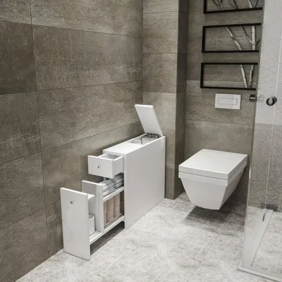 Immagine prodotto di Dmora Mobile Sottolavabo Isidora 60x20x55h cm Bianco, 2 Cassetti Apertura Scorrevole
