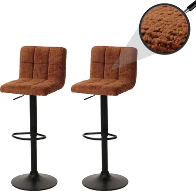 Produktbild von 2er-Set Barhocker MCW-G87, Tresenhocker Barstuhl, höhenverstellbar drehbar, Stoff Chenille (465g/m²) MVG terracotta