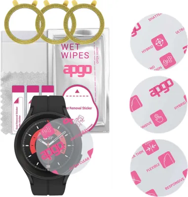 Produktbild von apgo 3 Stück Schutzglas, klar, kompatibel mit Samsung Galaxy Watch 5 Pro 45mm Smartwatch, Hybrid 8H, Ersatz für Hartglas, Displayschutzglas, Bildschirmschutz, Displayschutz, kratzfest
