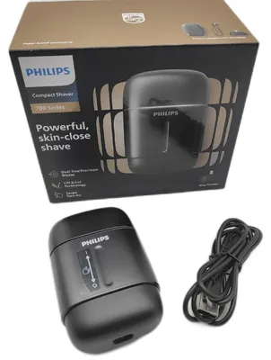 Produktbild von Philips Shaver 700 Series S792/06 Kompakter, elektrischer Nass- und Trockenrasierer, Rotationstrasierer, Anthrazit, Dual SteelPrecision blades; Lift & Cut technology, Akku, Integrierte Batterie, 60 min