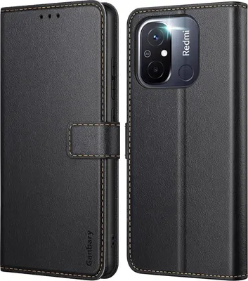 Image de Xiaomi Redmi 12C Housse cuir noir Housse à rabat avec support