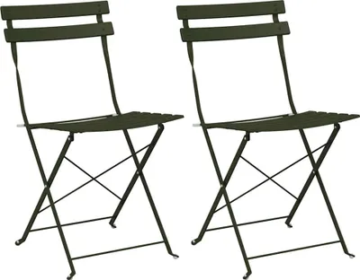 Image de vidaXL Chaise de jardin pliante, lot de 2, vert, 42 x 46 x 82 cm, métal