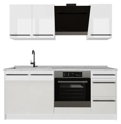 Zdjęcie produktu dla Kuchnia pojedyncza Vicco R-Line Biały wysoki połysk/Biały 180 cm bez blatu roboczego, Model 66281