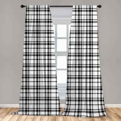 Produktbild von Abakuhaus, Fenstervorhänge, Schwarzweiss-Gitter, 2-Panel-Set, 150 x 175 cm