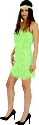 Produktbild von 20er Jahre Damen Kleid Charleston Kostüm Fransen grün, Größe:M