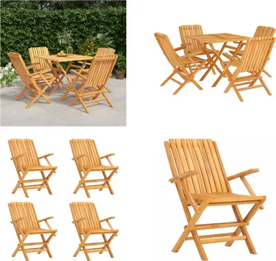 Produktbild von vidaXL 5 tlg. Garten Essgruppe Massivholz Teak - Garten Essgruppe - Garten Essgruppen - Essgruppe - Outdoor Essgruppe