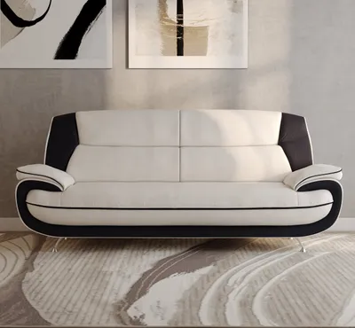 Produktbild von Emoebel24 Sofa 3-Sitzer Couch Kunstleder ONYX 198x87x89 cm Kunstledersofa 3-er (weiss-schwarz)