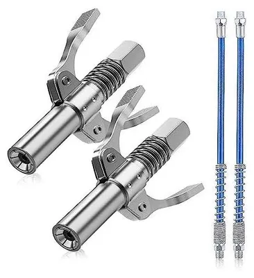 Produktbild von DBALL 2 Stück Fettpresse Mundstück Doppelter Griff Fettpresse Adapter G Coupler mit Schlauch 30cm für Schmiernippel Zubehör für alle Arten von Fettpressen