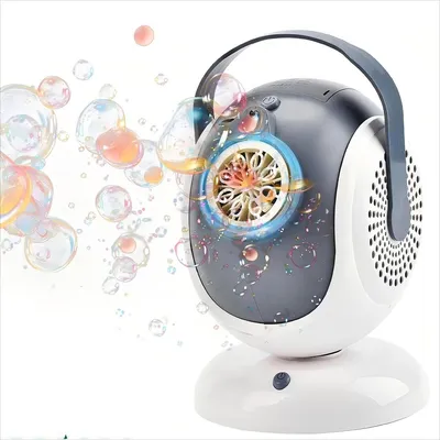 Produktbild von Seifenblasenmaschine, Seifenblasenmaschine, Automatischer Seifenblasenmacher für Kinder, 360°-Drehung und 75°-Winkeleinstellung mit LED-Licht