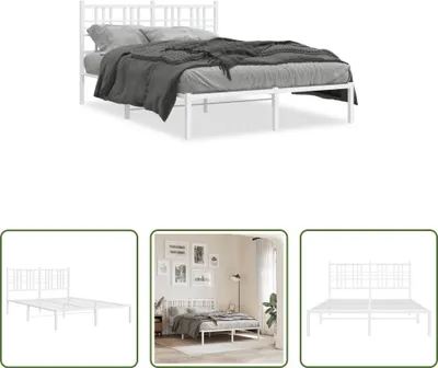 Produktbild von The Living Store Bettgestell mit Kopfteil Metall Weiß 120x200 cm