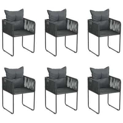 Image de The Living Store Chaises de jardin 6 pcs. avec coussins Poly Rattan Noir