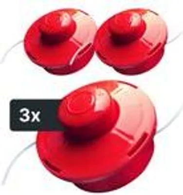 Produktbild von NEMAXX® FS2 Tap & Go Fadenkopf Tippautomatik Doppelfaden 3er-Set – Motorsense/Freischneider – M10x1,25 Linksgewinde, 2 mm, Schnittkreis 380 mm – Rot