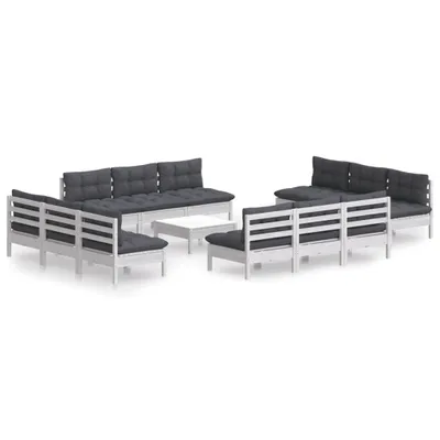 Produktbild von vidaXL 13-tlg. Garten-Lounge-Set mit Anthrazit Kissen Kiefernholz