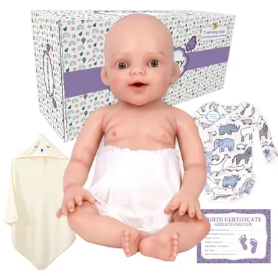 Productafbeelding van Realistische siliconen baby pop van 43 cm, geschikt voor het opbouwen van een emotionele band