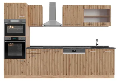Produktbild von Küchenzeile Vicco R-Line Artisan-Eiche/Goldkraft Eiche 300 cm mit Hochschrank, AP Anthrazit, Model 48913