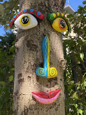 Image de Décoration de jardin en forme de visage d'arbre, en résine synthétique, pour l'extérieur