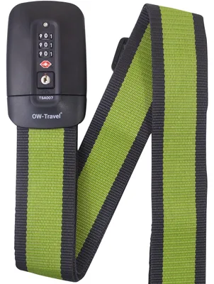 Image de Sangle de valise avec serrure TSA, réglable, gris/vert, 1 pièce, pour les voyages