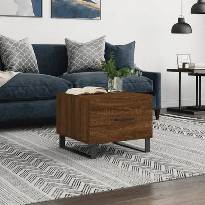 Produktbild von "Rabatt" Couchtisch modern - Wohnzimmertisch - Einfache Montage - Braun Eichen-Optik 50x50x40 cm Holzwerkstoff - Kaffeetisch CC22495