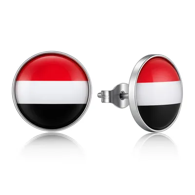 Produktbild von Ohrringe Ohrstecker 316L Chirurgenstahl rot-weiß-schwarz gestreift